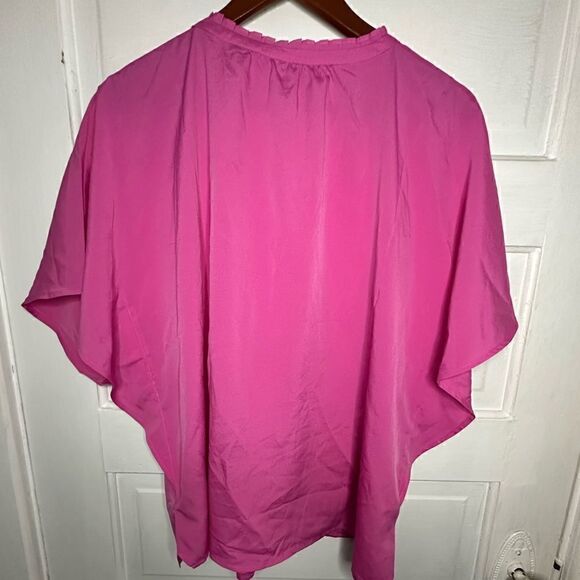 C. Wonder Flutter Sleeve Scarf Top with Tassels Vibrant Pink Size Medium - Picture 5 of 8